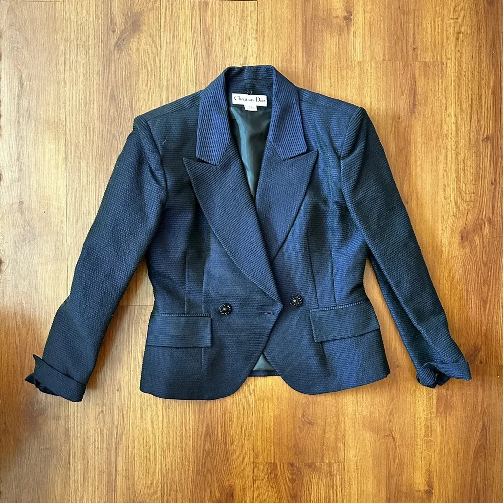Vintage Christian Dior Iridescent Blue Blazer - Picture 2 of 14